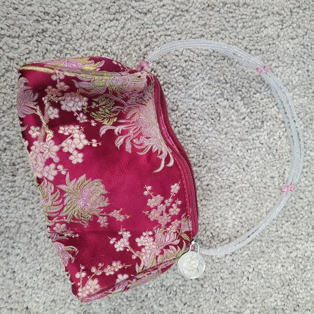 pyramid collection elegant berry brocade barrel handbag